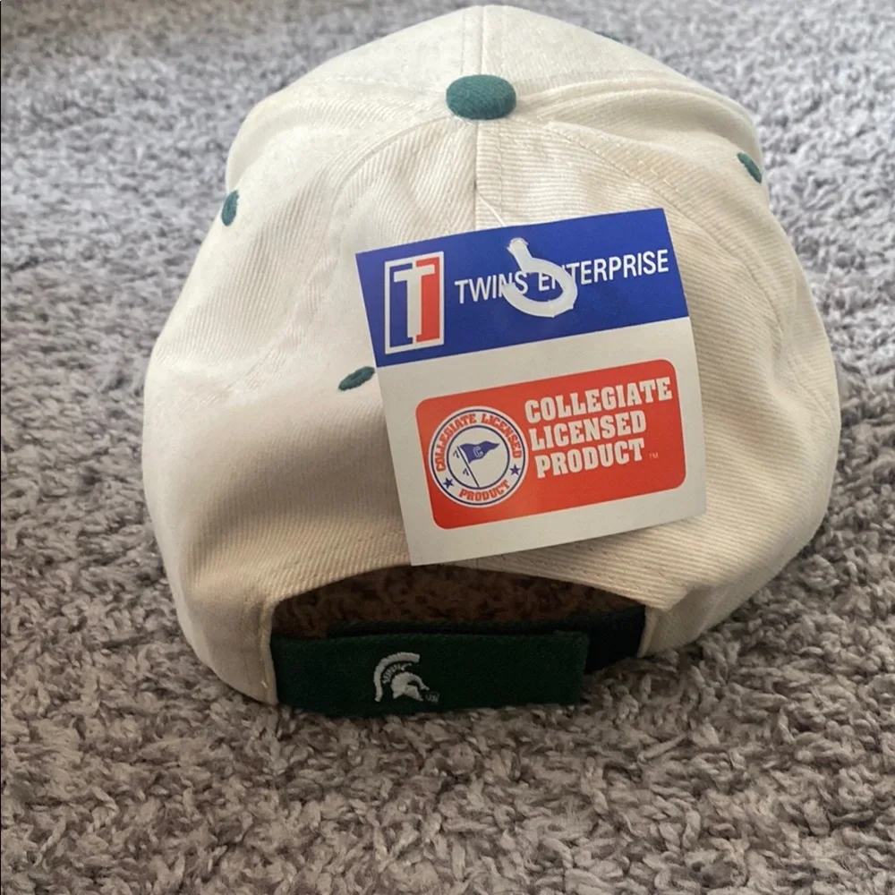 Michigan State Spartans MSU Cream and Green Cap